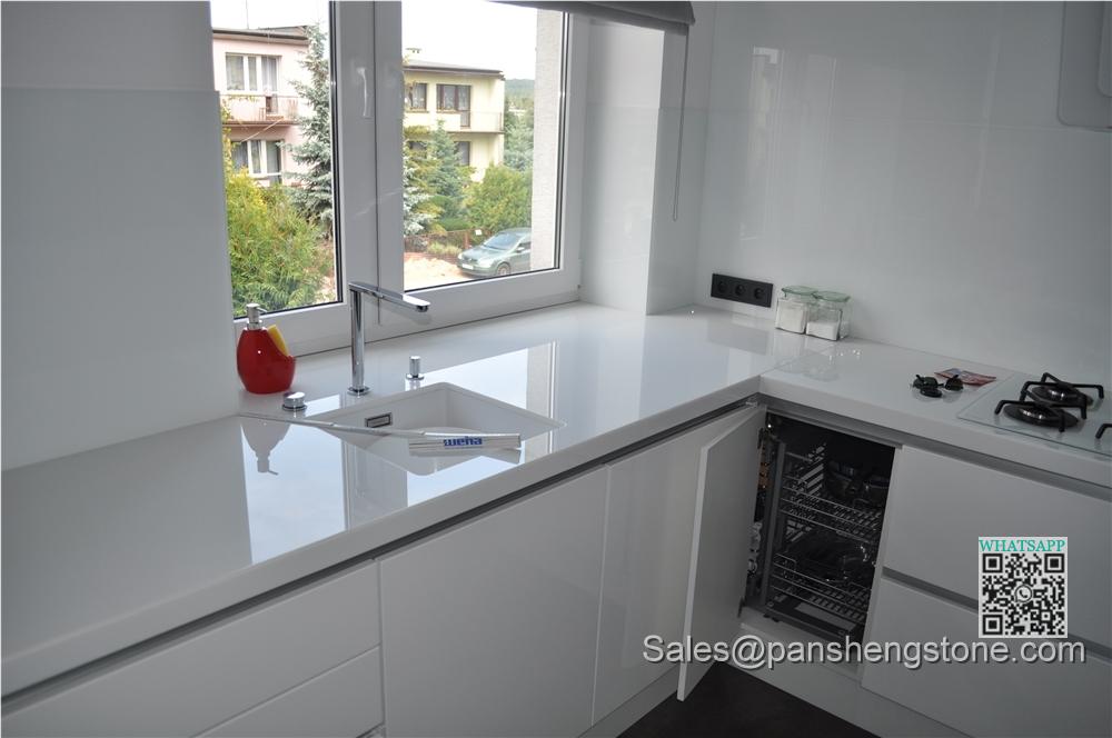 Artificial white marble nano glass stone kitchen countertop   Nanoglass countertops