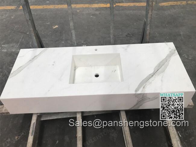 Calacatta white marble bath vanity top   Marble vanity tops