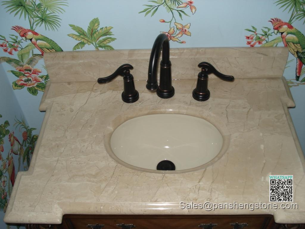 Crema marfil vanity top with ogee edge   Marble vanity tops