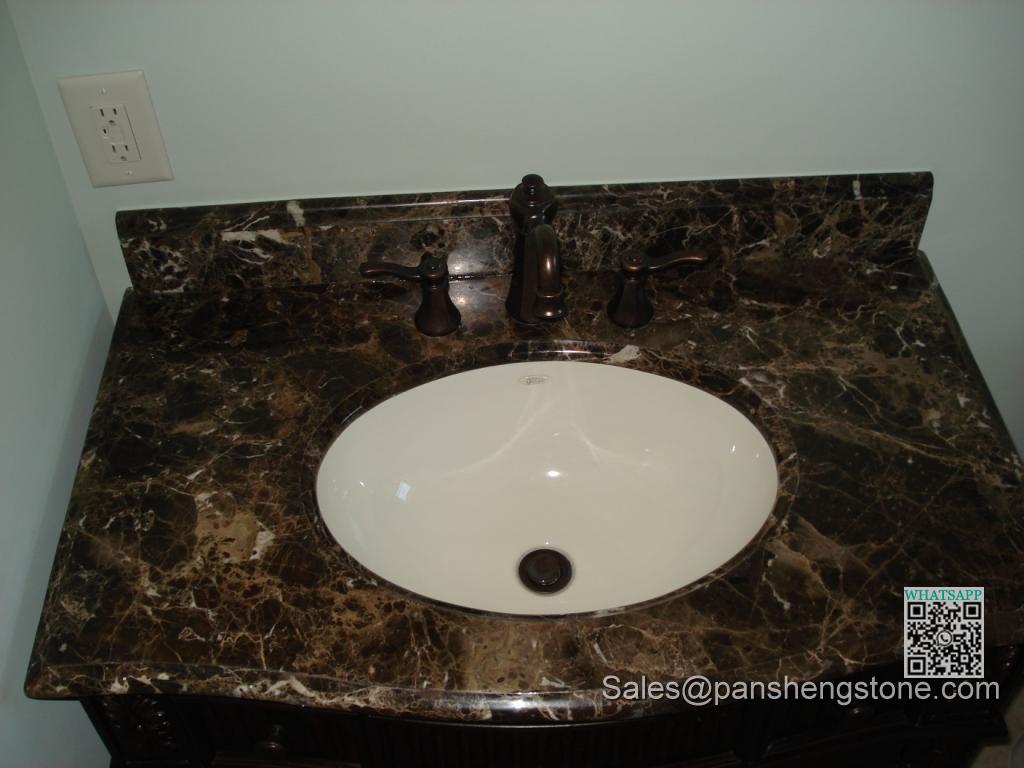 Dark empedor with ogee edge vanitytop   Marble vanity tops