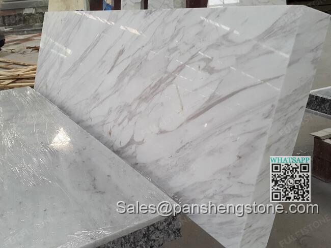 Mitered volakas white marble laminated worktops   Marble worktops