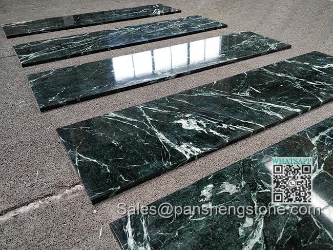 Polished dark green marble table tops   Marble vanity tops