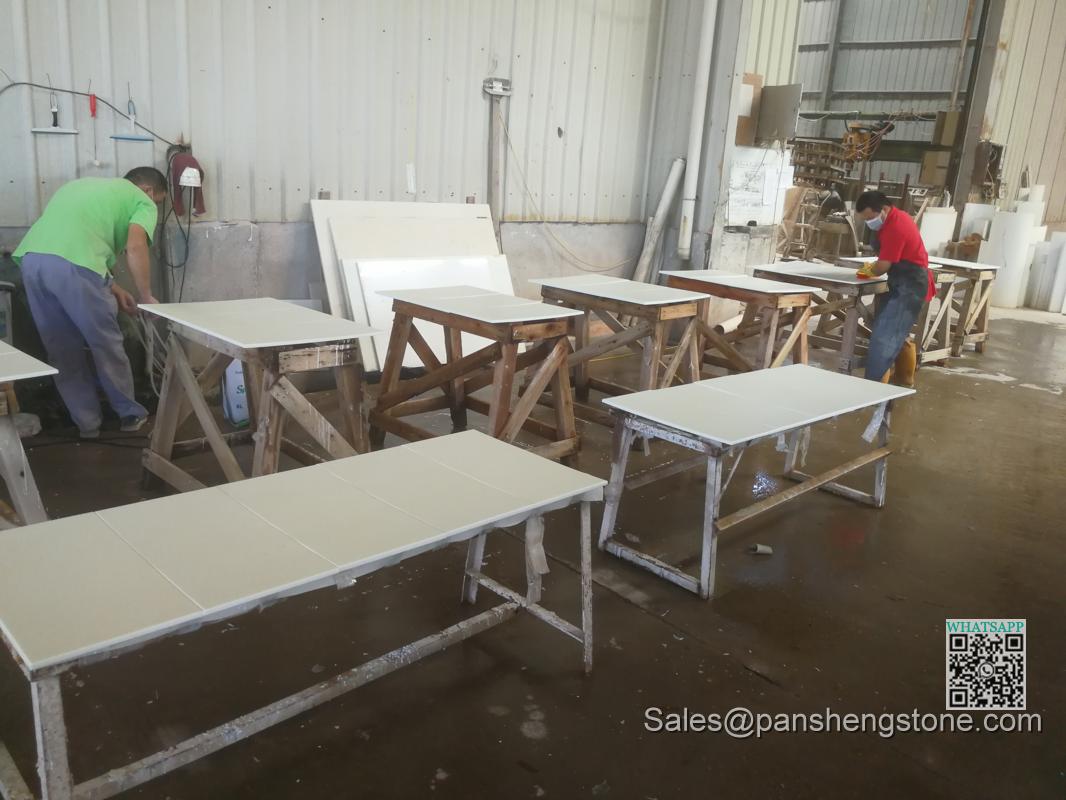 Super nano white crystallized glass stone slabs tiles for countertops   Nanoglass countertops